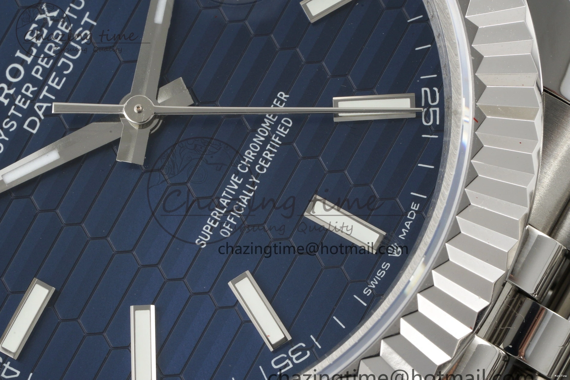 MiroTime 0415 TopPick DateJust 41 SS JDF 904L Steel Blue Textured Dial on Jubilee Bracelet VR3235 V 2235